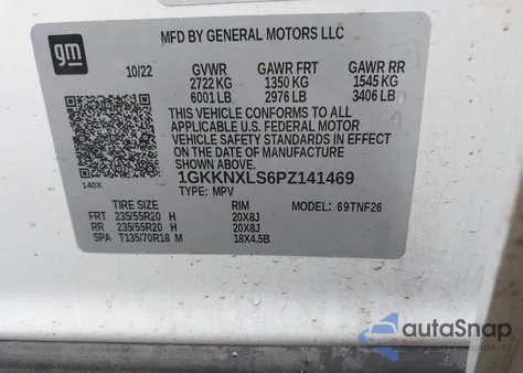 2023 GMC Acadia Awd Denali из США, поврежденный, VIN 1GKKNXLS6PZ141469